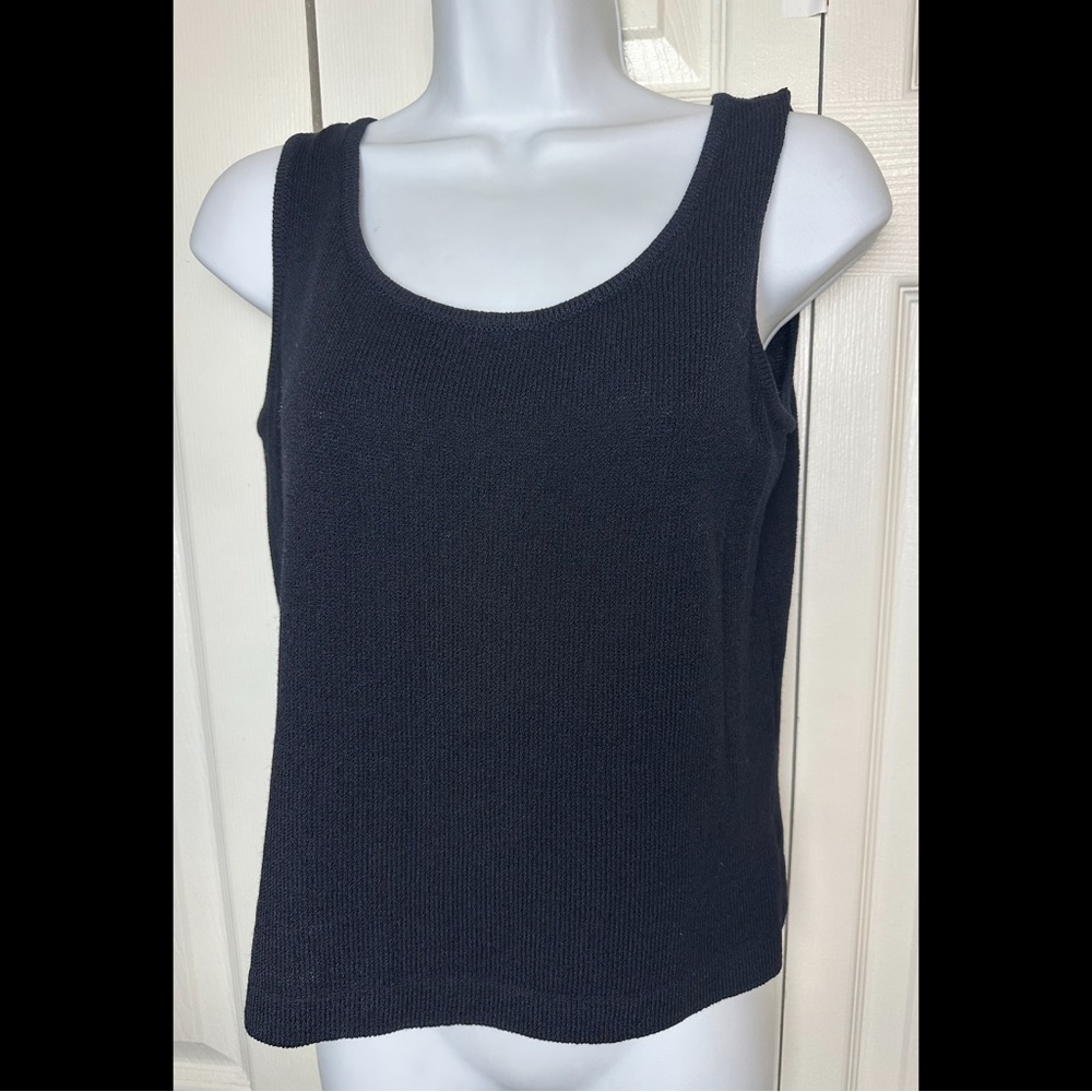 ST. JOHN Basics Black Santana Knit Tank Top Shell Layering Shirt Blouse Suit